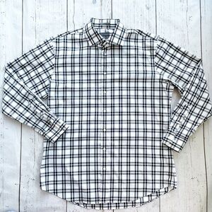Calibrate Men’s Trim Fit Collared Button down Black & White Plaid Dress Shirt